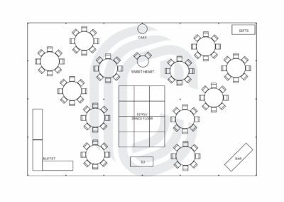 40′ by 60′ Tent Layout for a 100 Guest Wedding
