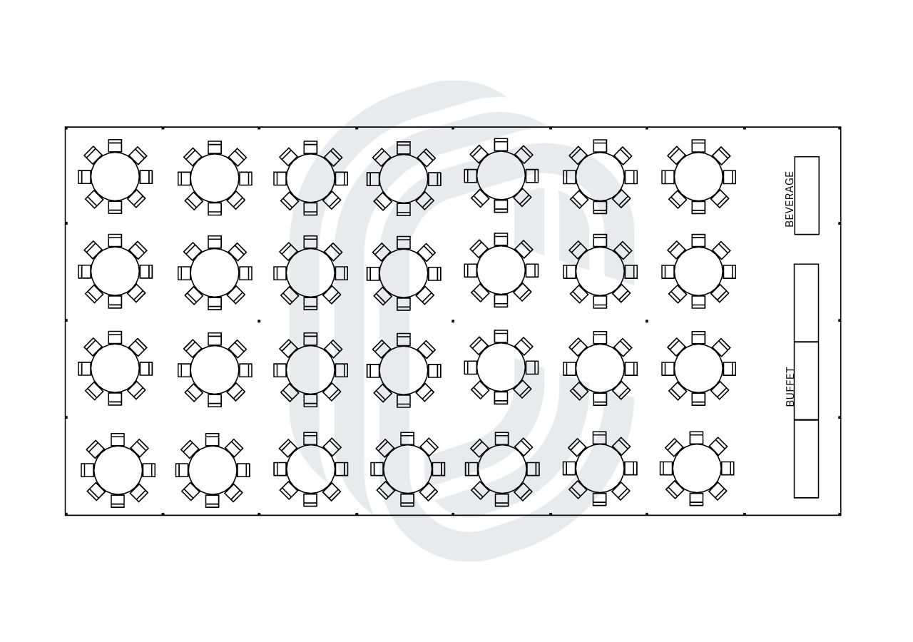 40x80poletent_224guest_party 40' by 80' Pole Tent Layout for a 224 Guest party