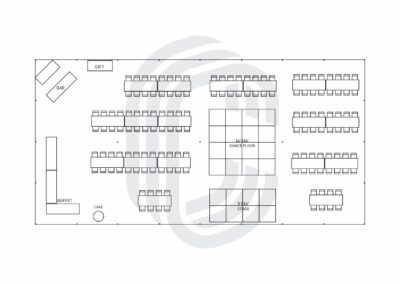 40′ by 80′ Tent Layout for a 144 Guest Wedding
