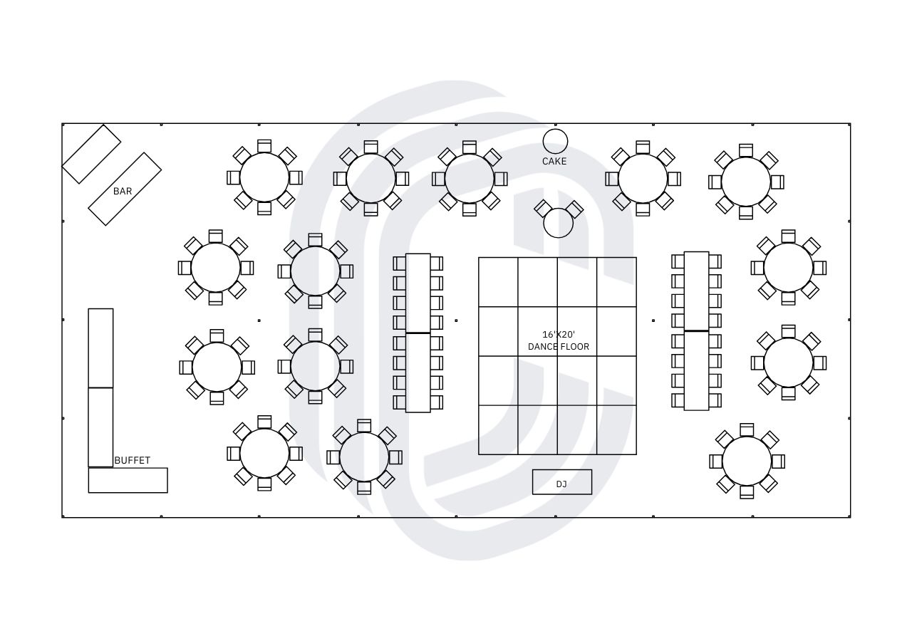 40x80tent_146guest_wedding 40' by 80' Tent Layout for a 146 Guest Wedding