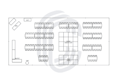 40′ by 80′ Frame Tent Layout for a 144 Guest Wedding