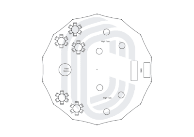 45′ by 44′ Sailcloth Tent for a 100-125 Person Cocktail Party