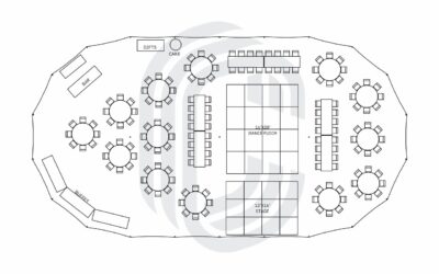45′ by 84′ Sailcloth Tent Layout for a 152 Guest Wedding