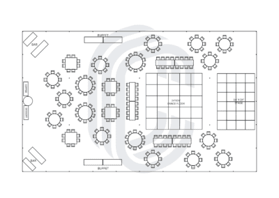 60′ by 100′ Pole Tent Layout for a 228 Guest Wedding