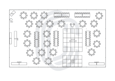60′ by 100′ Pole Tent for 258 Guests