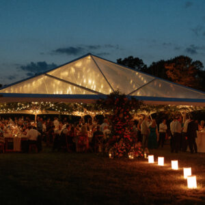 40x80 clear top frame tent with hip ends