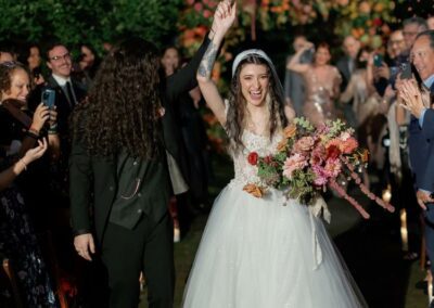 happy bride and groom after wedding ceremony.