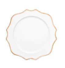 Isla scalloped plate, white with gold edge