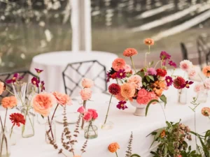 bright bud vases on a table
