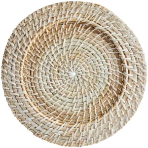 blond rattan charger