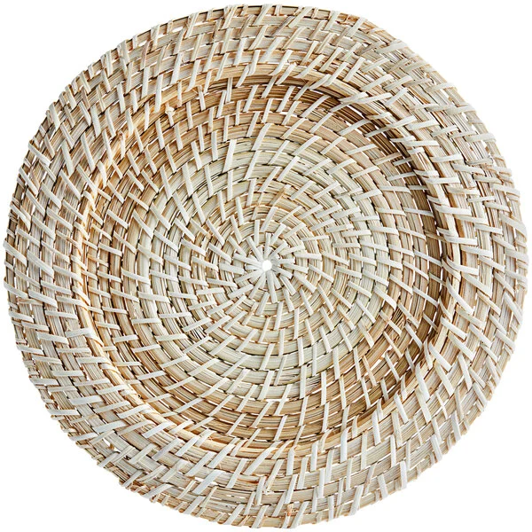 blond rattan charger