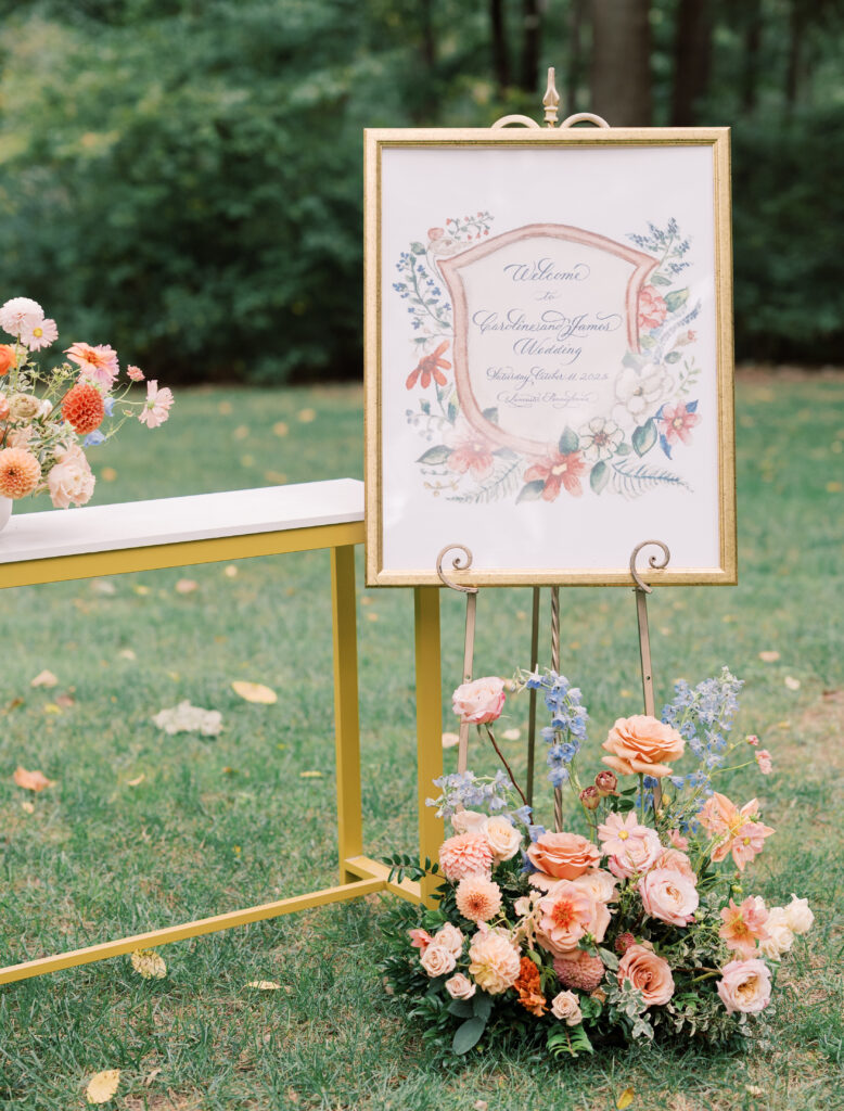 welcome table at wedding