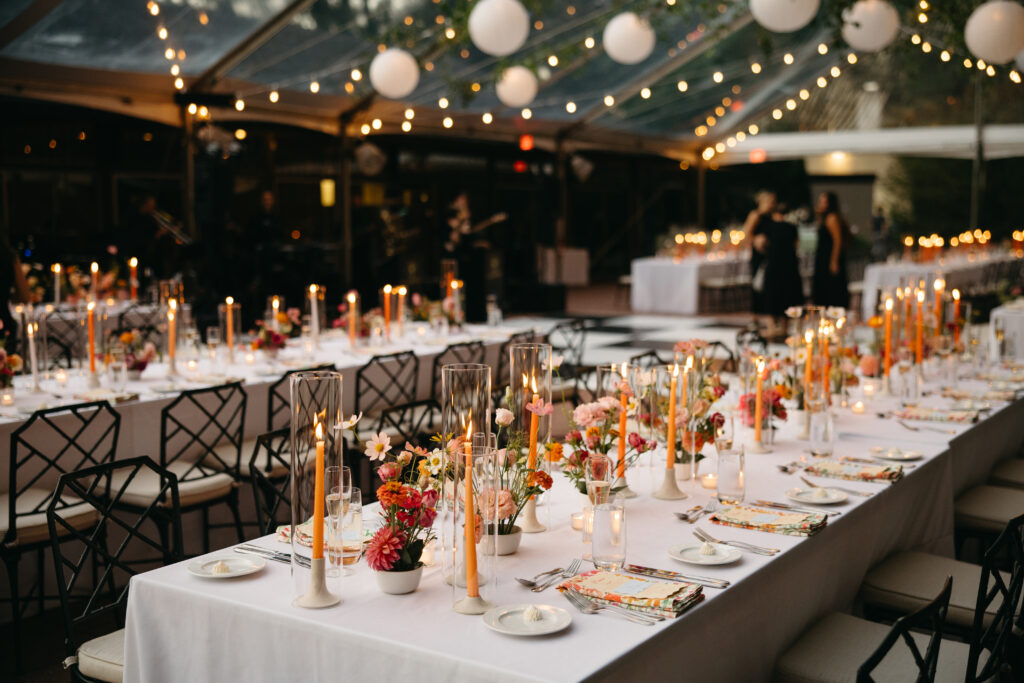 clear top tent over tables and chairs