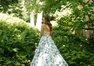 blue floral wedding dress