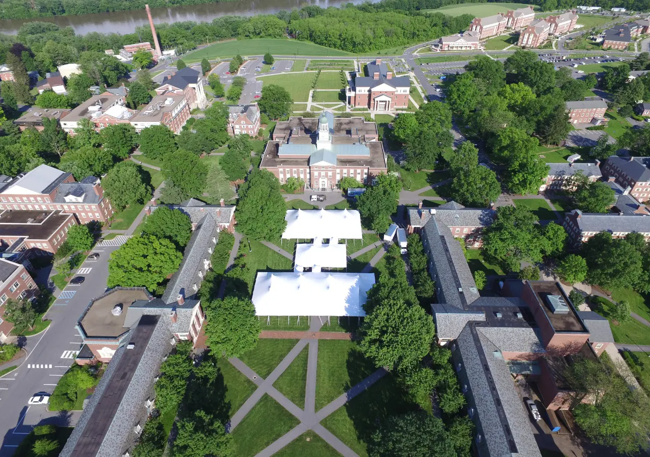 collegiate-tent-aerial-view Collegiate outdoor tent installation by Collective Event Group
